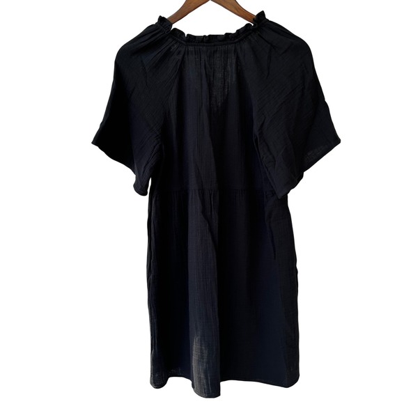 Old Navy SS Demi Swing Dress Black Jack Cotton Gauze Ruffle V-Neck Small NWT - Picture 7 of 12
